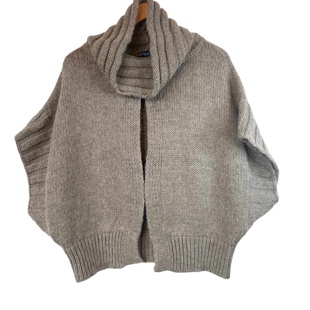 Blue Sand Neutral Taupe open front Dolman Batwing Shawl Collar  Large